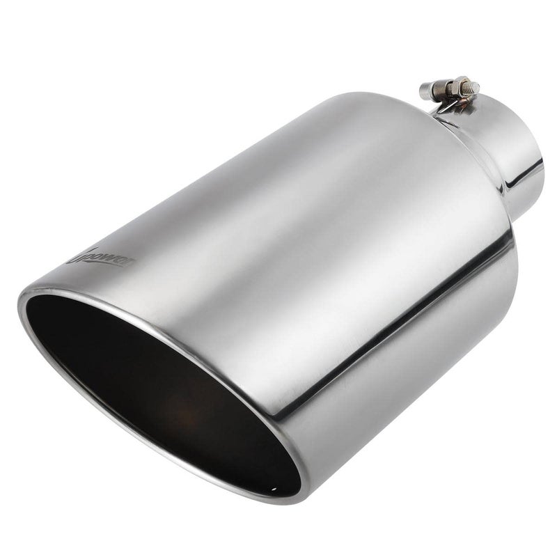 Upower 4 inch Inlet 8 inch Outlet Exhaust Tip Stainless Steel 4" to 8" Tail Pipe Tips 15" Long Bolt-On 45 Degree Angle Cut Universal for Car Truck - Image 1